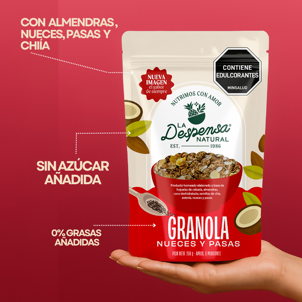 Granola con Nueces, Almendras y Pasas