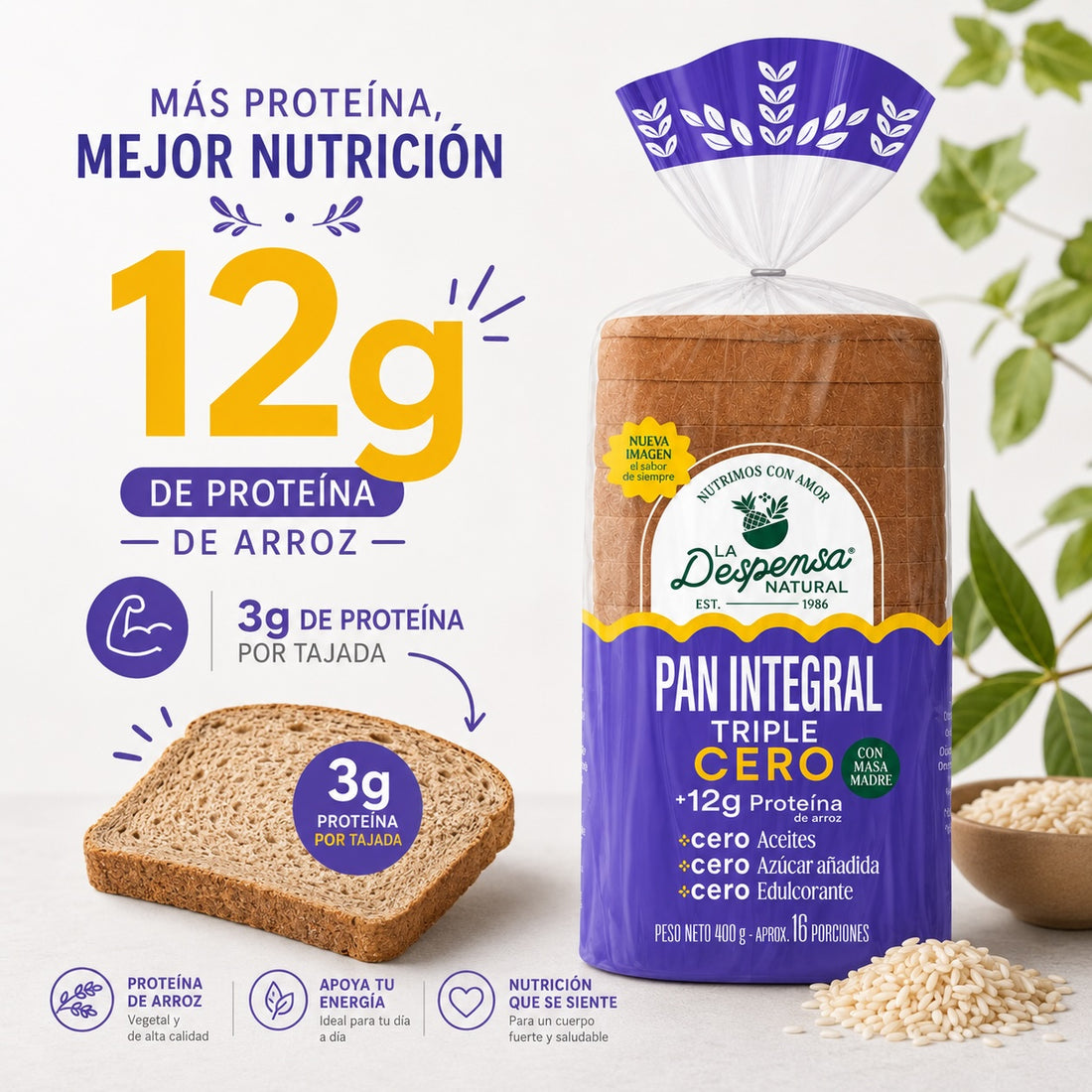 Pan Integral Triple Cero con Masa Madre | 420g
